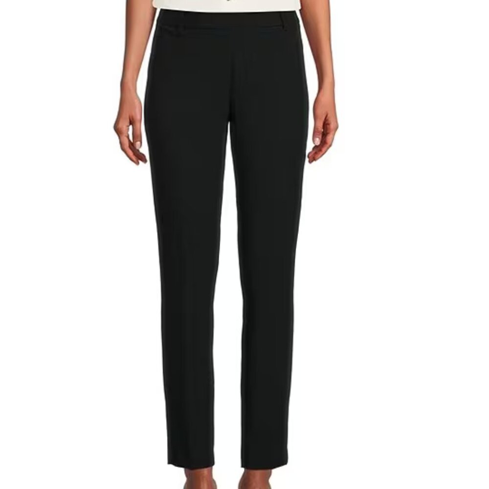 Calvin Klein Luxe Stretch Slim-Leg Pants in Navy Blue